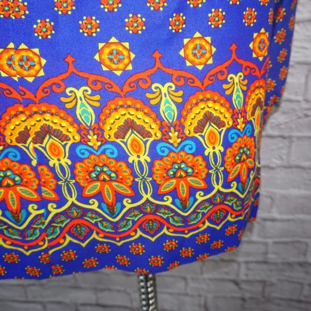 Vintage 70s Floral Barkcloth Tunic Top - Picture 4 of 9